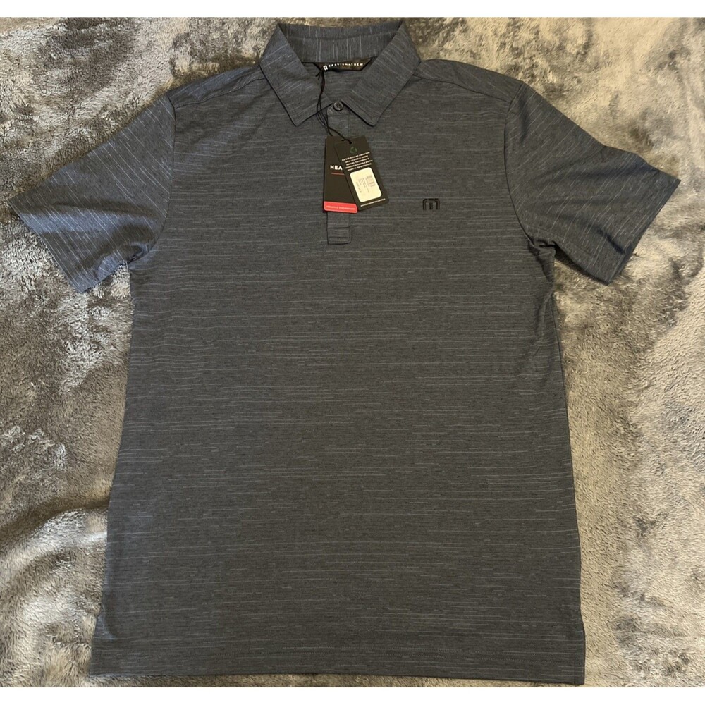 2XL Travis Mathew The Heater Mens Golf Polo SHIRT vintage indigo blue - Picture 2 of 9
